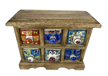 Preview: Kleinkommode mit 6 Keramikschubladen